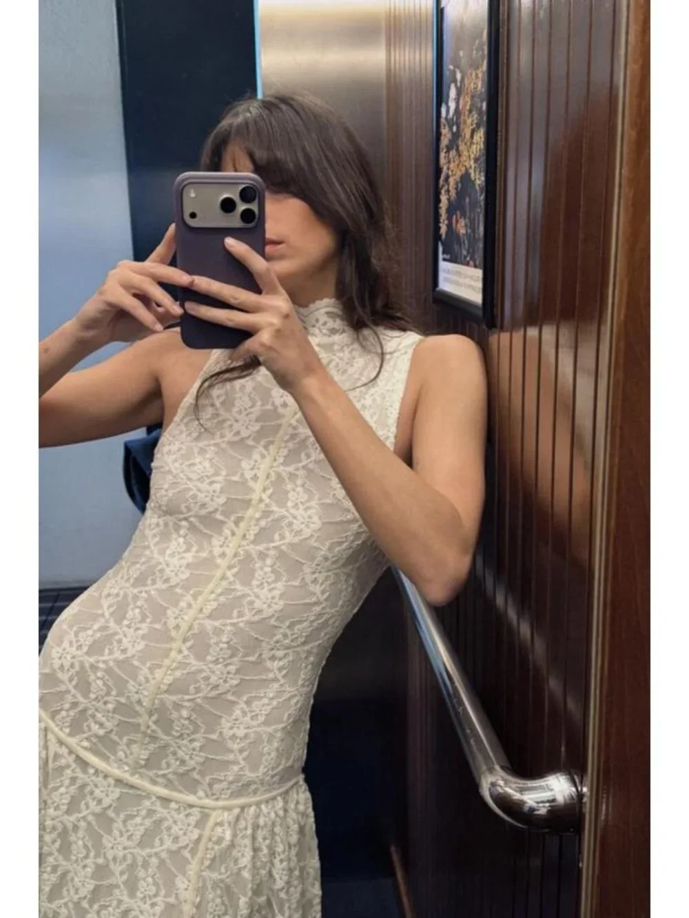 ZARA LONG LACE DRESS - Picture 3 of 7